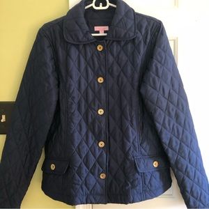 Lilly Pulitzer Navy Quilted Jacket.